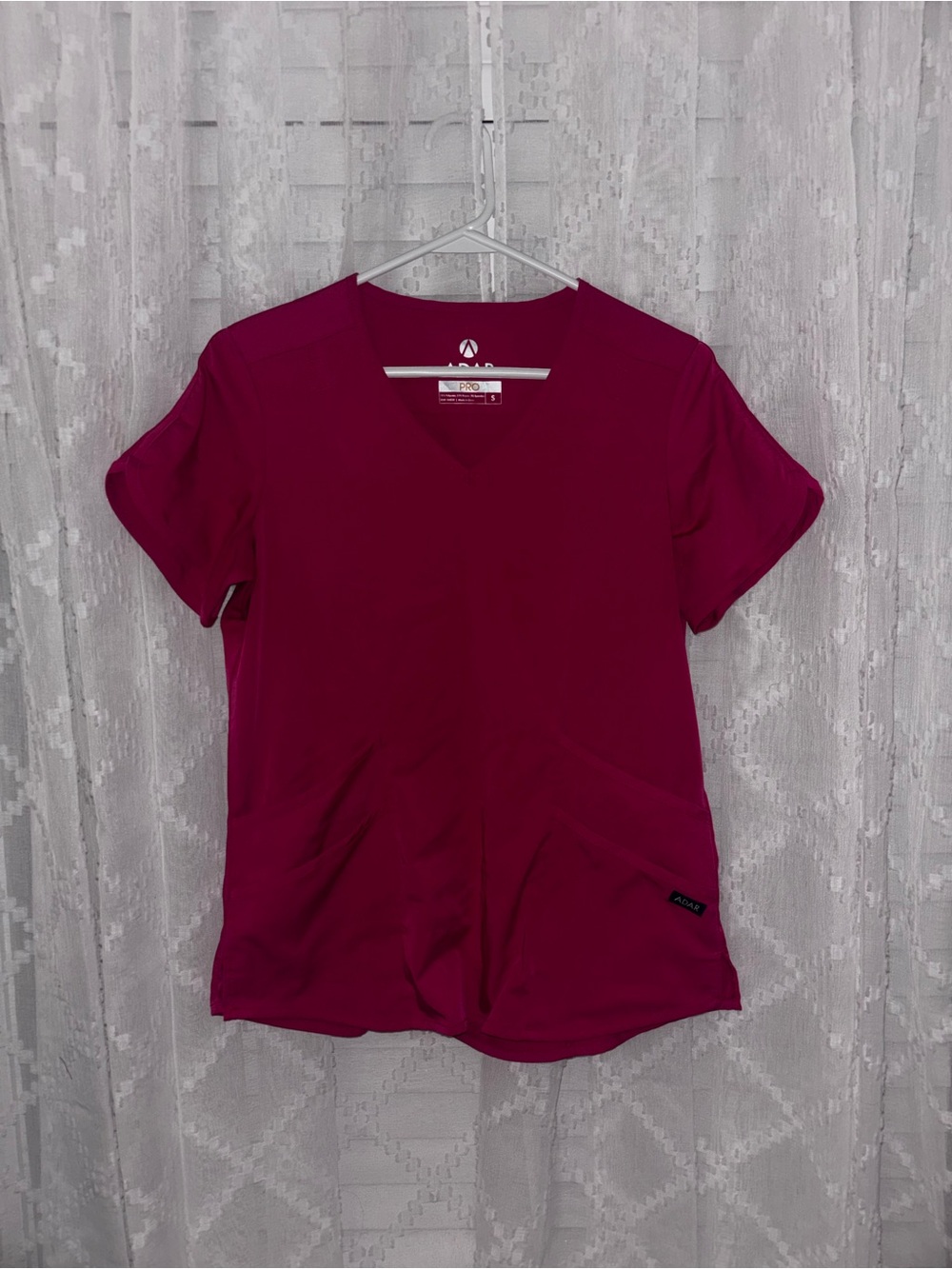 Adar Women's Hot Pink V-Neck Scrub Top